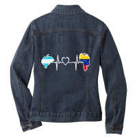 Honduras Venezuela Flag Honduran Venezuelan Heartbeat Pullover Hoodie Ladies Denim Jacket | Artistshot