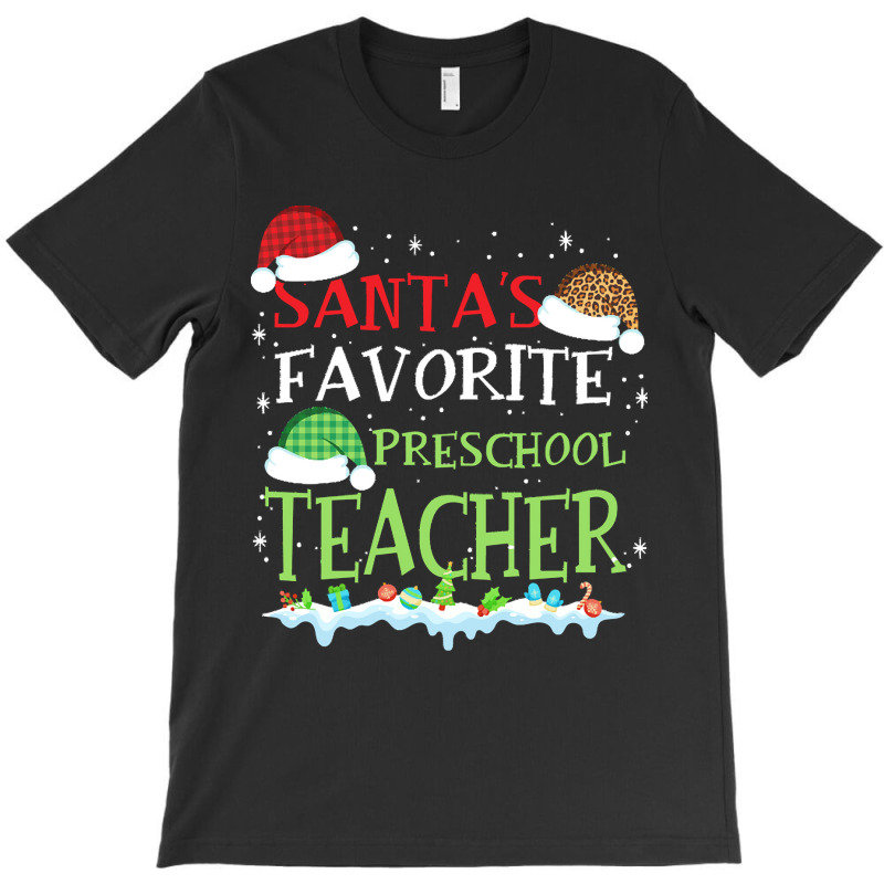 V1 Xmas Santa's Favorite Preschool Teacher Funny Christmas Gift T-shirt | Artistshot