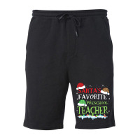 V1 Xmas Santa's Favorite Preschool Teacher Funny Christmas Gift Fleece Short | Artistshot