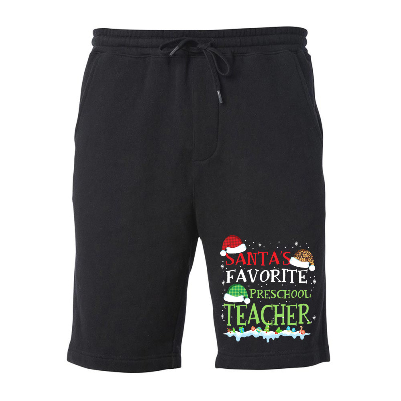 V1 Xmas Santa's Favorite Preschool Teacher Funny Christmas Gift Fleece Short | Artistshot