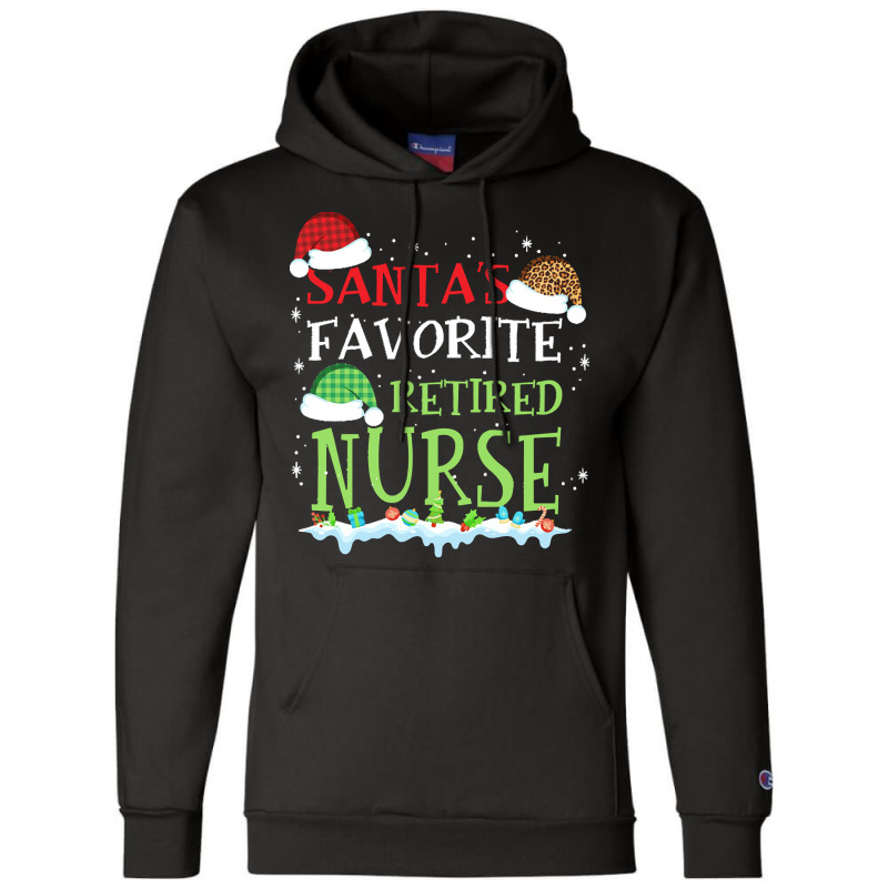 V1 Xmas Santa's Favorite Retired Nurse Funny Christmas Gift Champion Hoodie | Artistshot