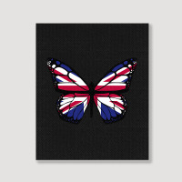 United Kingdom Flag Butterfly Portrait Canvas Print | Artistshot