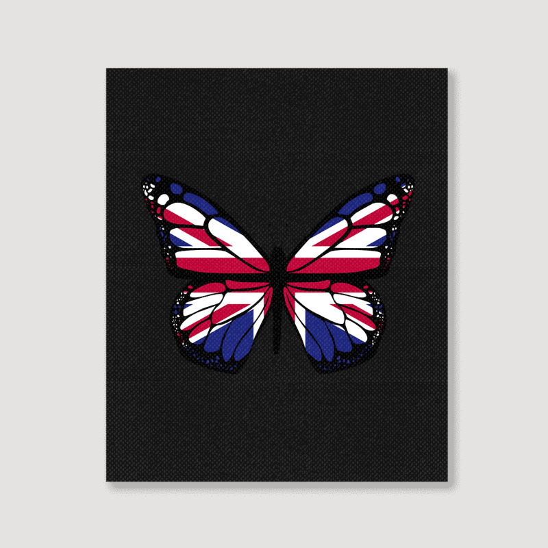 United Kingdom Flag Butterfly Portrait Canvas Print | Artistshot