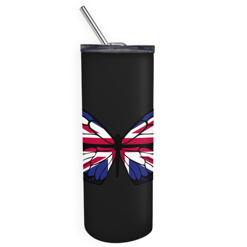 United Kingdom Flag Butterfly Skinny Tumbler | Artistshot