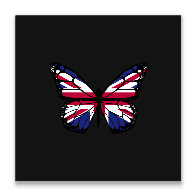 United Kingdom Flag Butterfly Metal Print Square | Artistshot