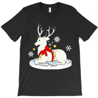 White Stag White Stag With Christmas Bells And Bow T-shirt | Artistshot