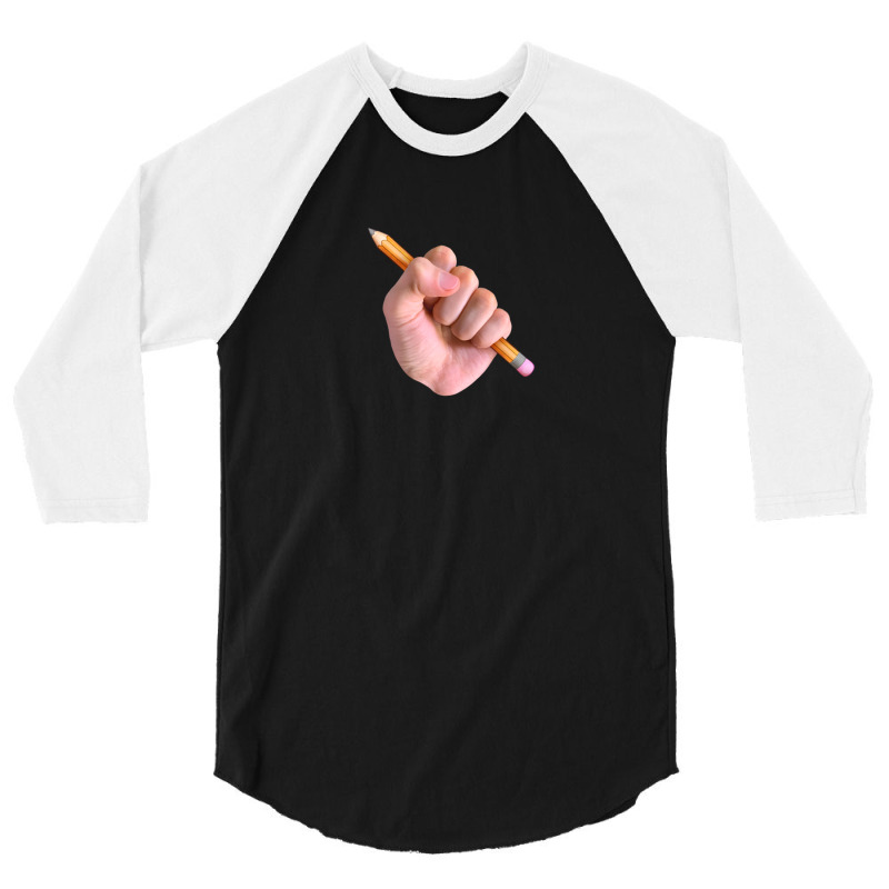 Realism X Cartoon Mashup Fist Holding Pencil 3/4 Sleeve Shirt by MichaelHolland | Artistshot