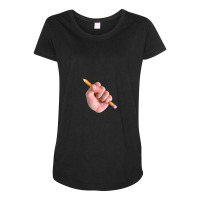 Realism X Cartoon Mashup Fist Holding Pencil 1 Maternity Scoop Neck T-shirt | Artistshot