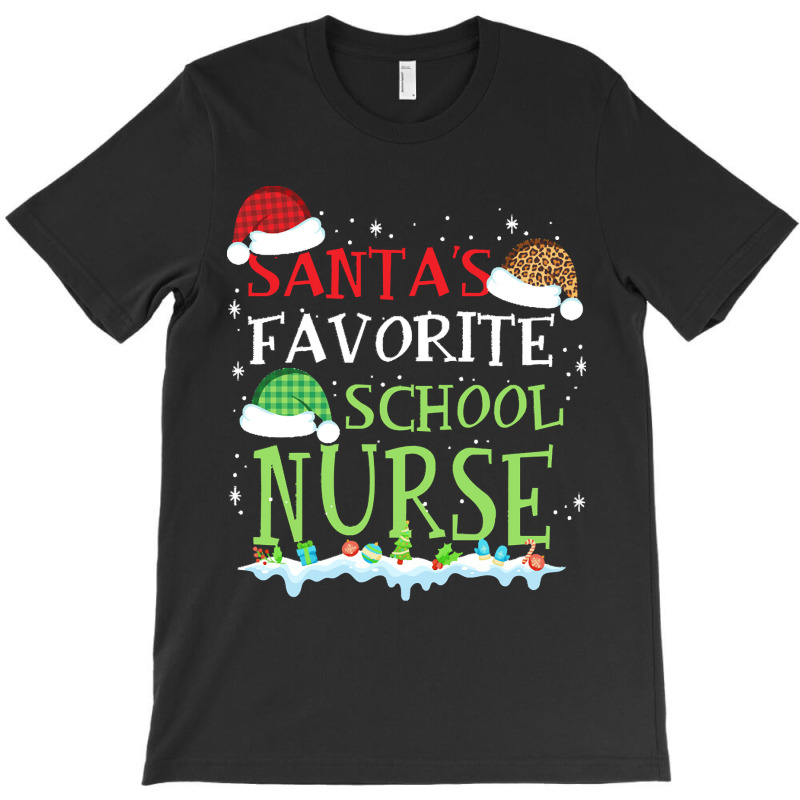 Xmas Santa's Favorite School Nurse Funny Christmas Gift T-shirt | Artistshot