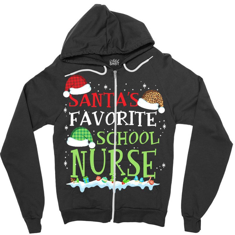 Xmas Santa's Favorite School Nurse Funny Christmas Gift Zipper Hoodie | Artistshot