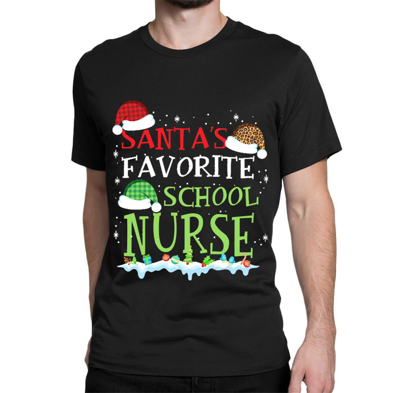 Xmas Santa's Favorite School Nurse Funny Christmas Gift Classic T-shirt | Artistshot