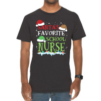 Xmas Santa's Favorite School Nurse Funny Christmas Gift Vintage T-shirt | Artistshot