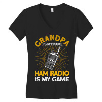 Mens Ham Radio Grandpa My Name Vintage Amateur Radio Women's V-neck T-shirt | Artistshot