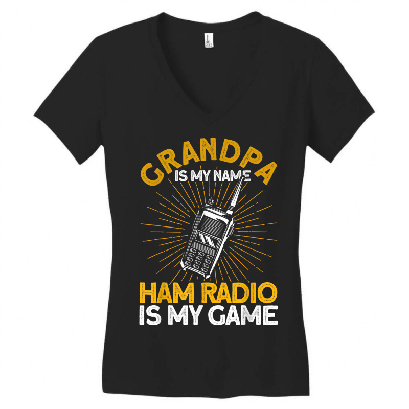 Mens Ham Radio Grandpa My Name Vintage Amateur Radio Women's V-Neck T-Shirt by Garnet | Artistshot