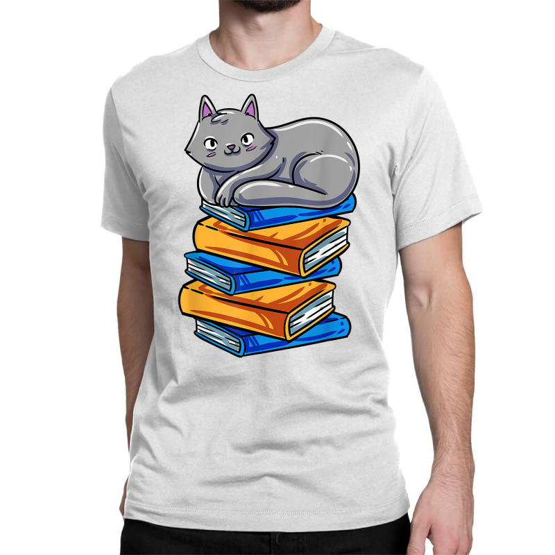 Book Cat Bookworm Novel Booknerd Reading Booklover T Shirt Classic T-shirt by cm-arts | Artistshot