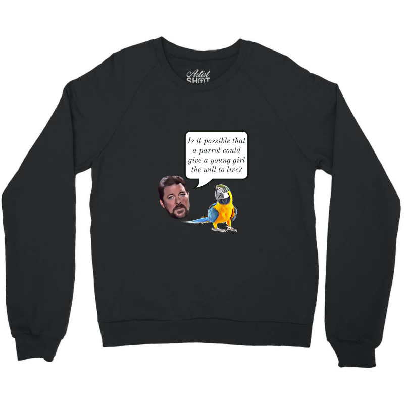 Jonathan Frakes Interrogates You A Parrot Crewneck Sweatshirt by LornaHicks | Artistshot