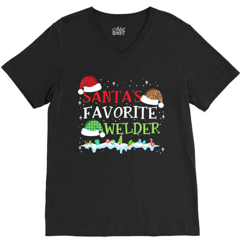 Xmas Santa's Favorite Welder Funny Christmas Gift V-neck Tee | Artistshot