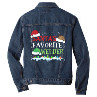 Xmas Santa's Favorite Welder Funny Christmas Gift Men Denim Jacket | Artistshot