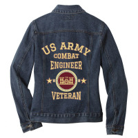 Army Combat Engineer Veteran Essayons Military Vintage Gift Long Ladies Denim Jacket | Artistshot