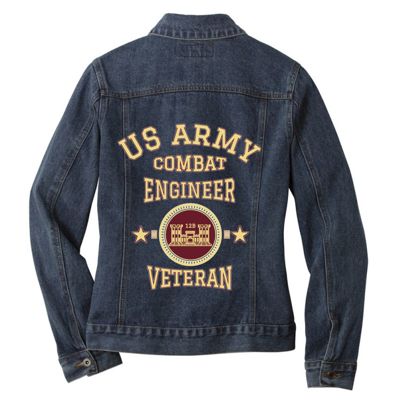 Army Combat Engineer Veteran Essayons Military Vintage Gift Long Ladies Denim Jacket by cm-arts | Artistshot