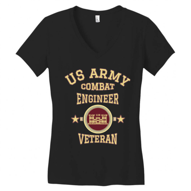 Army Combat Engineer Veteran Essayons Military Vintage Gift Long Women's V-Neck T-Shirt by cm-arts | Artistshot