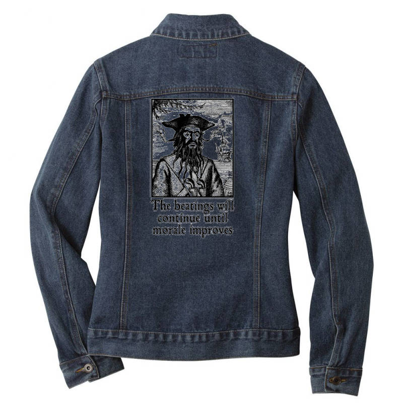 The Beatings Will Continue Until Morale Improves Ladies Denim Jacket by cm-arts | Artistshot