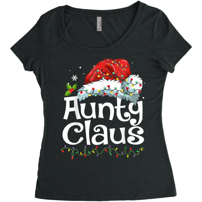 Aunty Claus Christmas Family Group Matching Pjs Xmas Light Women's Triblend Scoop T-shirt by Garnet | Artistshot