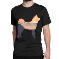 Akita Akita Dog Silhouette Sun Mountain Akita Inu Gift Classic T-shirt | Artistshot