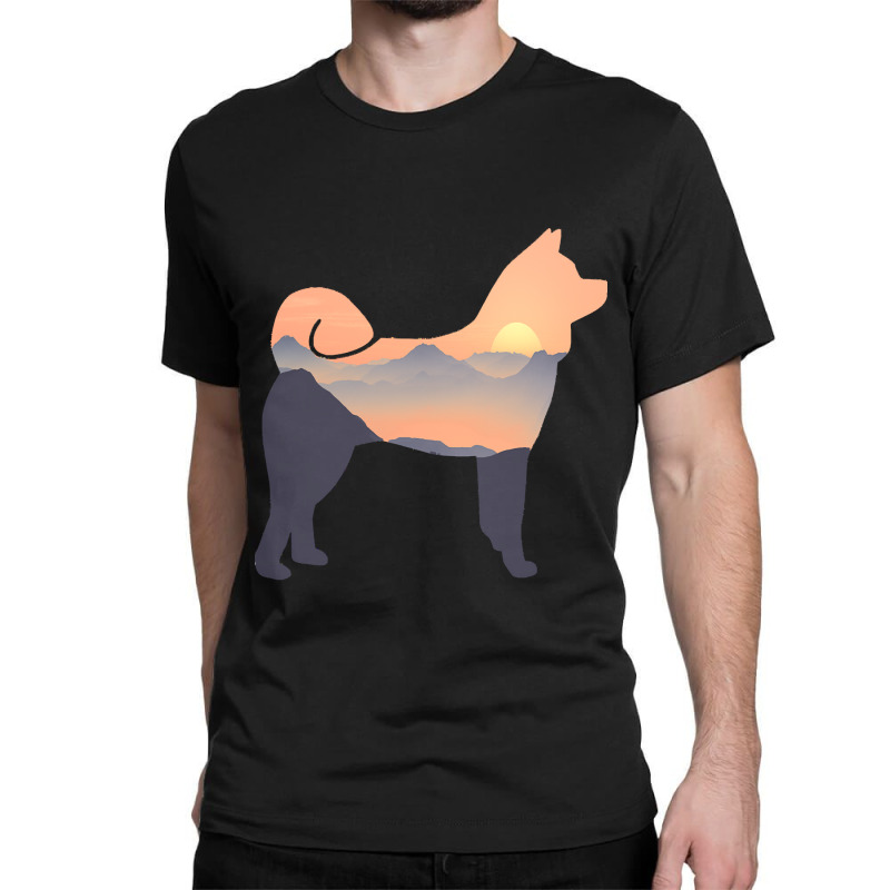 Akita Akita Dog Silhouette Sun Mountain Akita Inu Gift Classic T-shirt | Artistshot