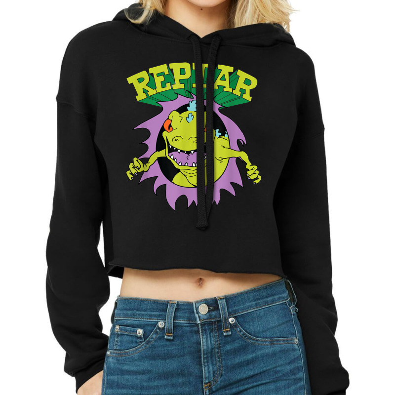 Reptar Attack Ripping Breaking Through Cropped Hoodie by BuenaFukui | Artistshot