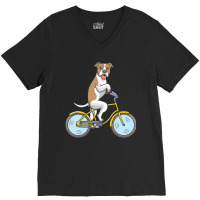 American Staffordshire American Staffordshire Dog With Bike V-neck Tee | Artistshot