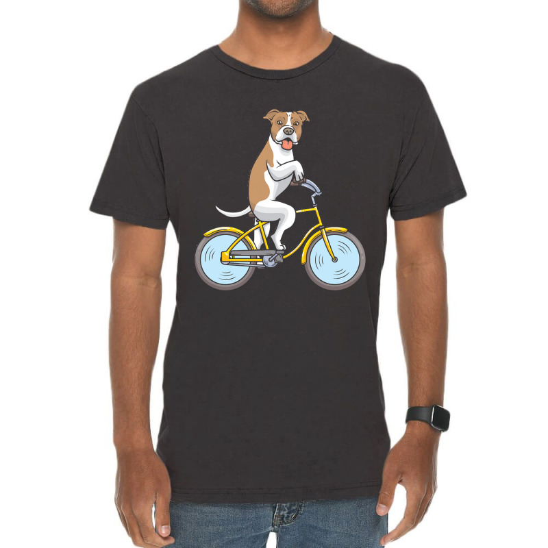 American Staffordshire American Staffordshire Dog With Bike Vintage T-shirt | Artistshot