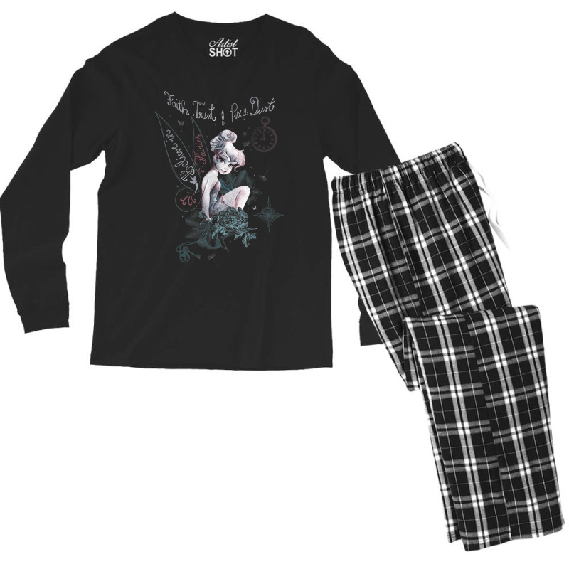 Peter Pan Tinker Bell Believe Drawing Graphic Men's Long Sleeve Pajama Set by althubich | Artistshot