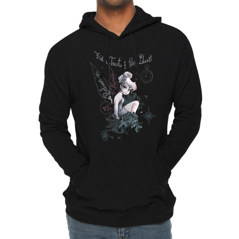 Peter Pan Tinker Bell Believe Drawing Graphic Lightweight Hoodie by althubich | Artistshot