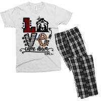 Christian Love Came Down Baby Jesus Funny Christian Christmas Nativity Men's T-shirt Pajama Set | Artistshot