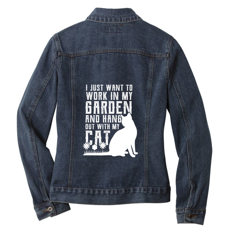 Just Want To Work In My Garden And Hang Out With Cat Ladies Denim Jacket by LornaHicks | Artistshot