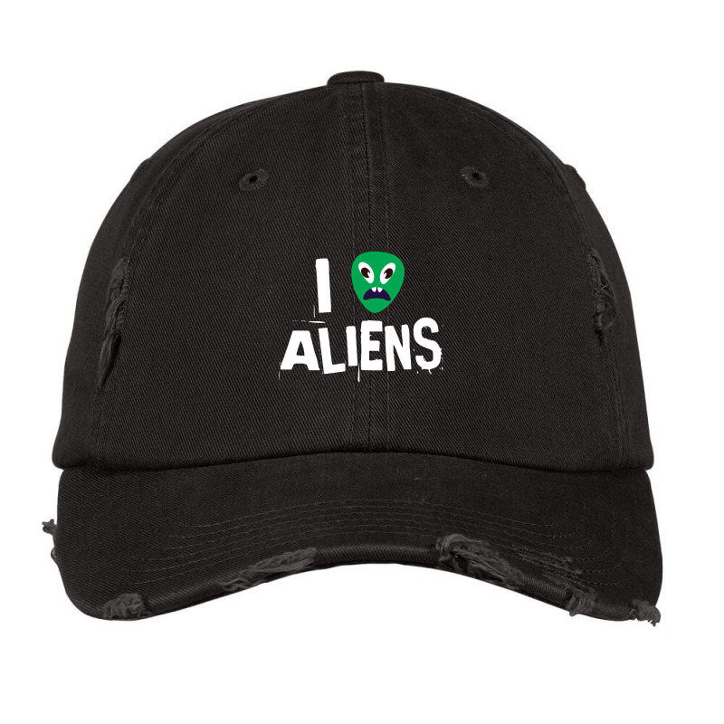 I Love Aliens Heart Face Alien Vintage Cap by Adcock Salmon | Artistshot