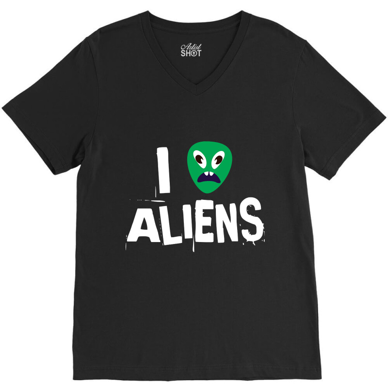 I Love Aliens Heart Face Alien V-Neck Tee by Adcock Salmon | Artistshot