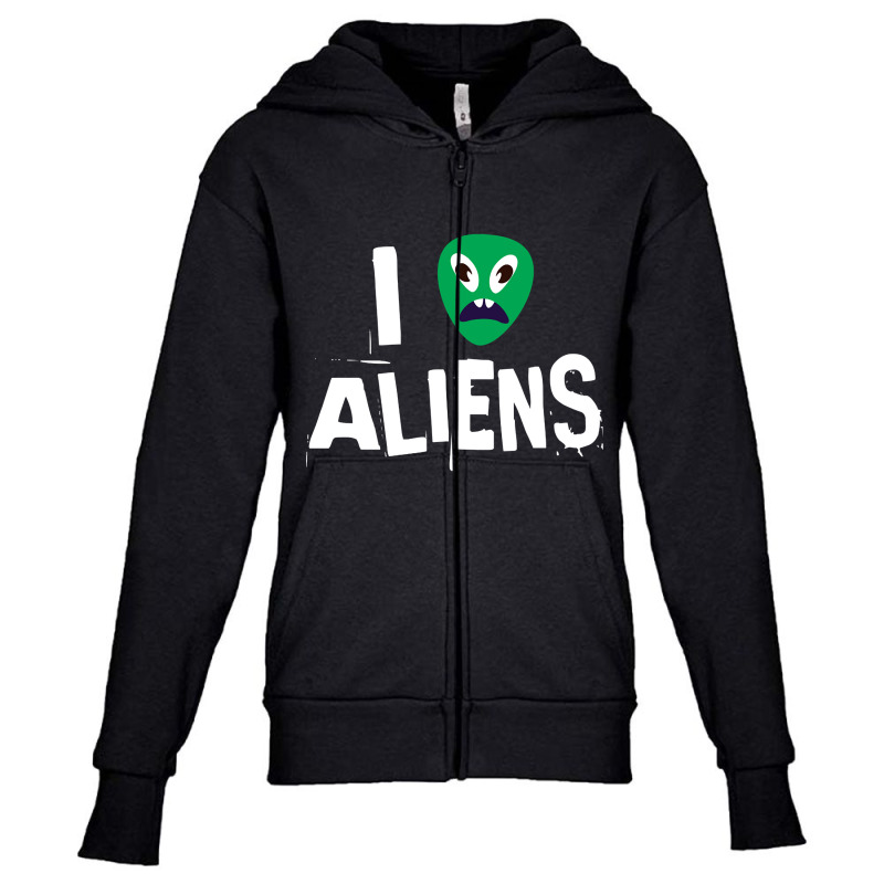 I Love Aliens Heart Face Alien Youth Zipper Hoodie by Adcock Salmon | Artistshot