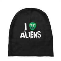 I Love Aliens Heart Face Alien Baby Beanies | Artistshot