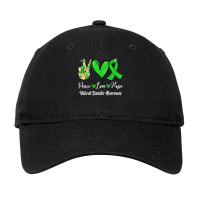 Natural Disasters Awareness Peace Love Hope Green Ribbon T Shirt Adjustable Cap | Artistshot