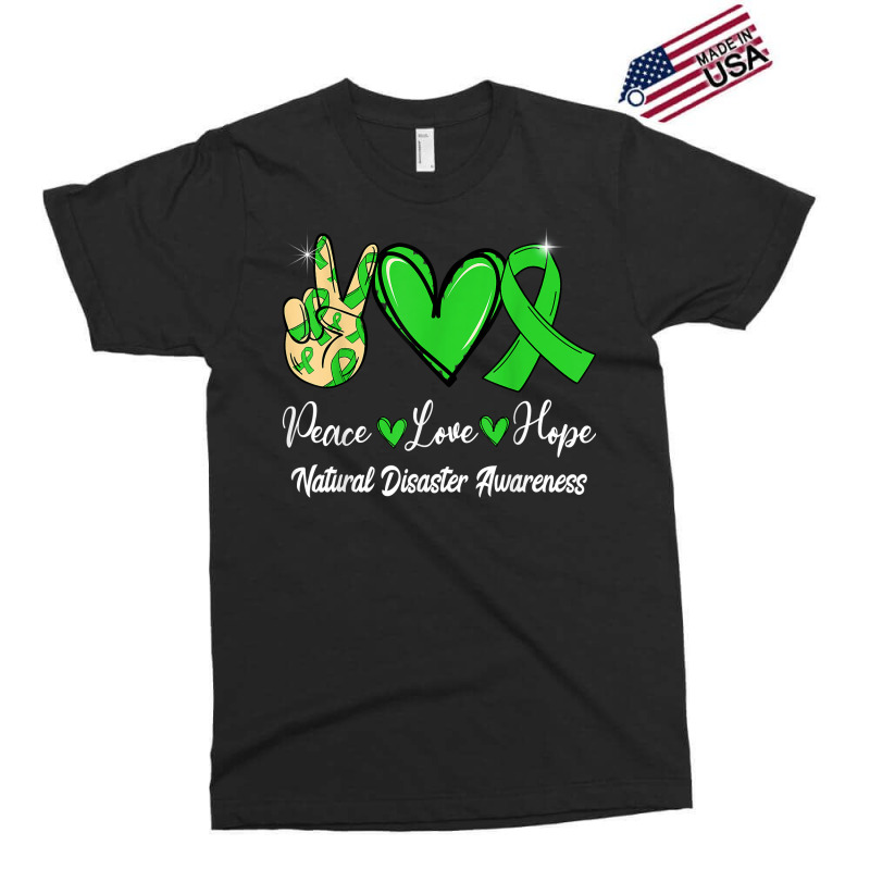 Natural Disasters Awareness Peace Love Hope Green Ribbon T Shirt Exclusive T-shirt by cm-arts | Artistshot