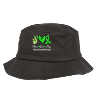 Natural Disasters Awareness Peace Love Hope Green Ribbon T Shirt Bucket Hat | Artistshot