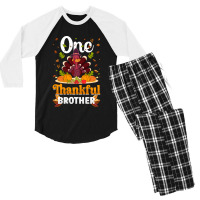 Thanksgiving Turkey Thanksgiving Day November 24 One Thankful Brother Men's 3/4 Sleeve Pajama Set | Artistshot