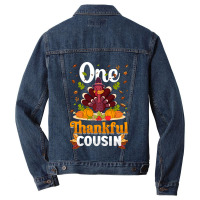 Thanksgiving Turkey Thanksgiving Day November 24 One Thankful Cousin Men Denim Jacket | Artistshot