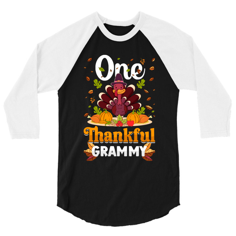 Thanksgiving Turkey Thanksgiving Day November 24 One Thankful Grammy 3/4 Sleeve Shirt | Artistshot