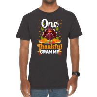 Thanksgiving Turkey Thanksgiving Day November 24 One Thankful Grammy Vintage T-shirt | Artistshot