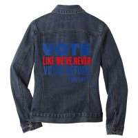 Womens Vote John Lewis Quote Like Never Voted Before V-neck Ladies Denim Jacket | Artistshot