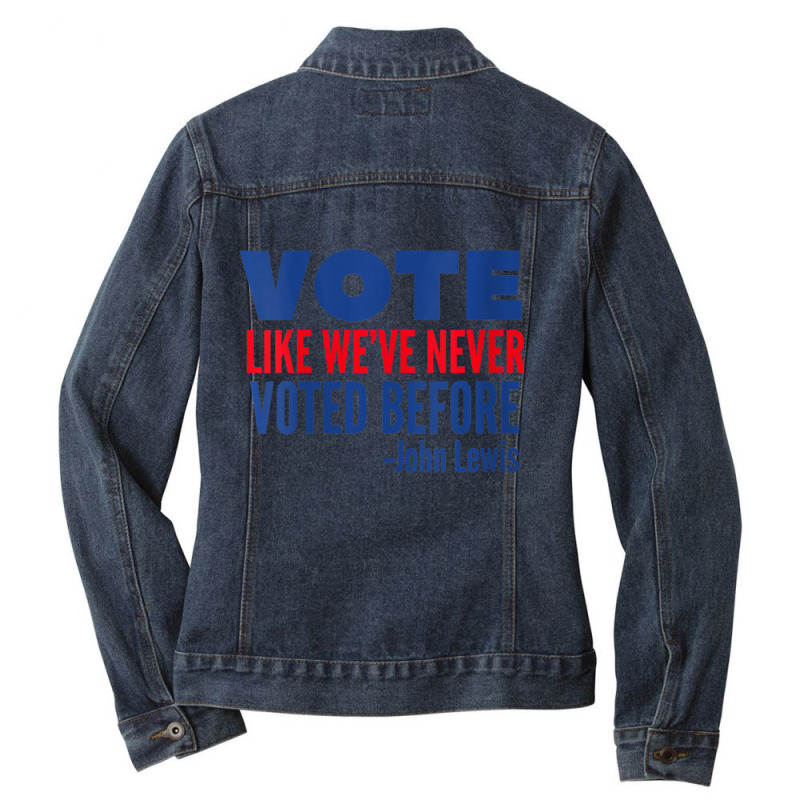 Womens Vote John Lewis Quote Like Never Voted Before V-neck Ladies Denim Jacket by cm-arts | Artistshot