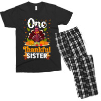 Thanksgiving Turkey Thanksgiving Day November 24 One Thankful Sister Men's T-shirt Pajama Set | Artistshot